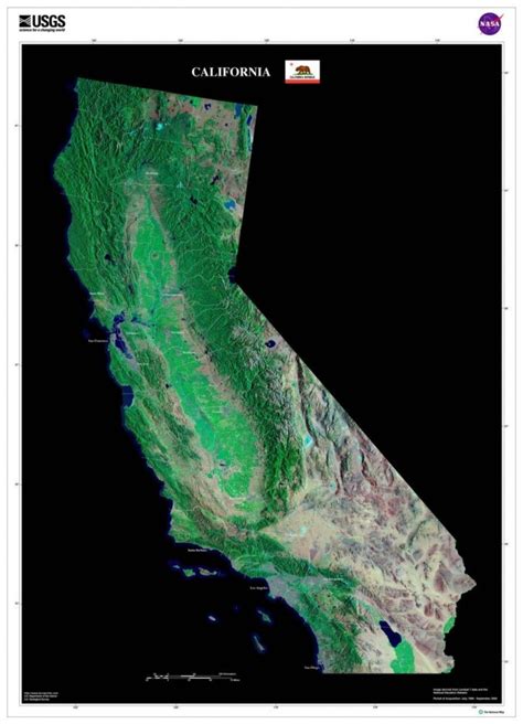 Los Angeles, Ca Area Satellite Map Print | Aerial Image Poster ...