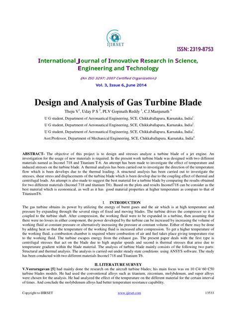 (PDF) Design and Analysis of Gas Turbine Blade