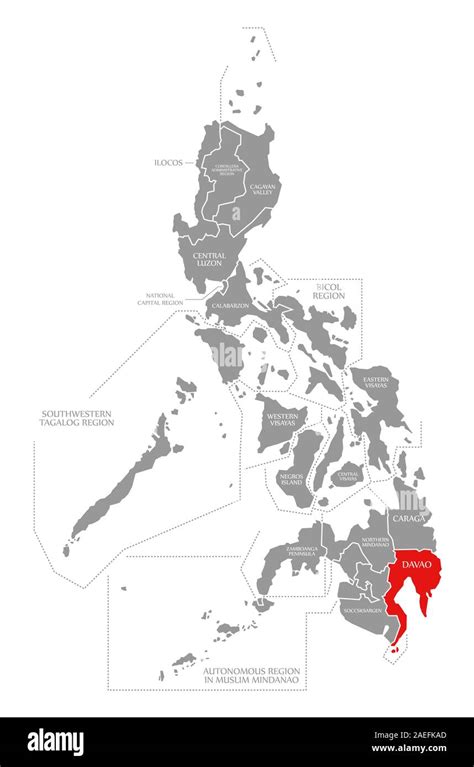 Davao red highlighted in map of Philippines Stock Photo - Alamy