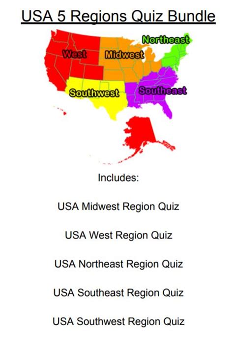 USA 5 Regions Quiz Bundle - Amped Up Learning