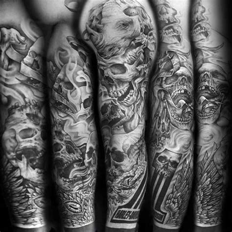 50 Skull Sleeve Tattoos for Men [2023 Inspiration Guide]