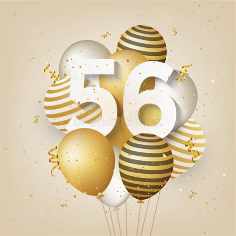 Happy 56th Birthday with Gold Balloons Greeting Card Background. Stock ...