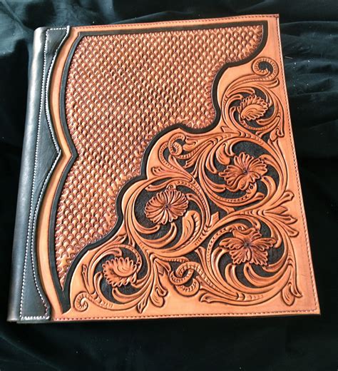 Leather tooling patterns, Leather art, Leather binder