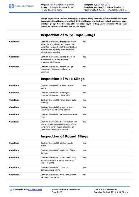 Rigging Equipment Inspection Checklist for better rigging safety