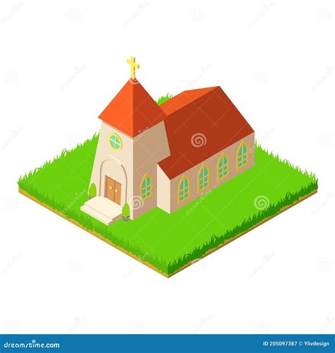 Medieval Church Icon, Isometric Style Stock Vector - Illustration of ...