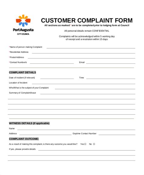 Sample Customer Complaint Form Format Sample Templates Sample Templates - Bank2home.com