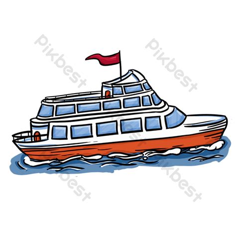 Cartoon Style Clipart Red Ship Boat PNG Images | PSD Free Download - Pikbest