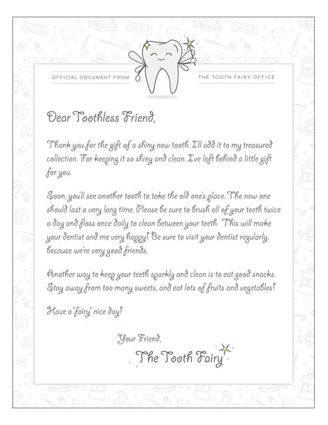 Tooth fairy letter template boy - uuptu