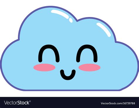 Kawaii cute happy cloud weather Royalty Free Vector Image