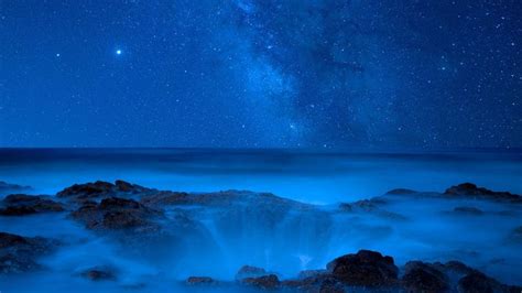 Wallpaper night coast starry sky sea | Sky sea, Starry sky, Night skies