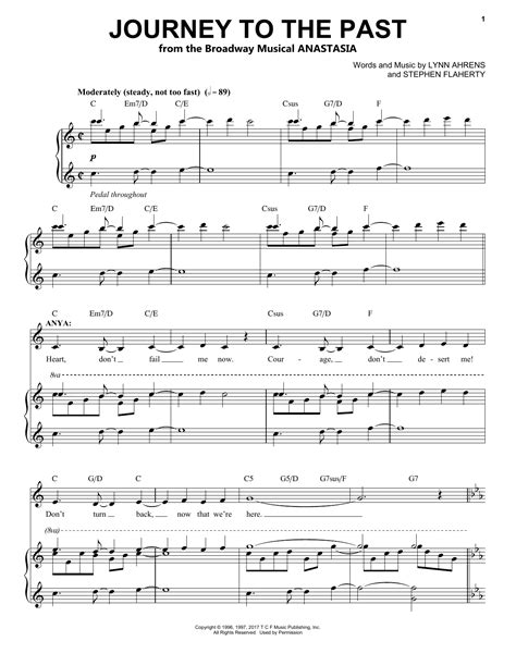 Stephen Flaherty "Journey To The Past" Sheet Music Notes | Download Printable PDF Score 183086