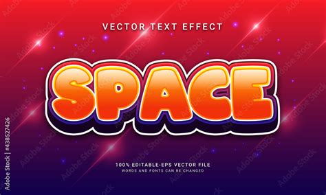 Space 3d text style effect themed life space Stock Vector | Adobe Stock