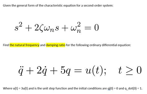 Solved Please find the natural frequency and damping ratio | Chegg.com