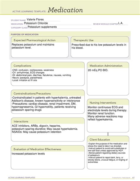 Ati med form potassium chloride - ACTIVE LEARNING TEMPLATES THERAPEUTIC ...