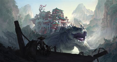 ArtStation - The dragon turtle in Chinese mythology 赑屃城