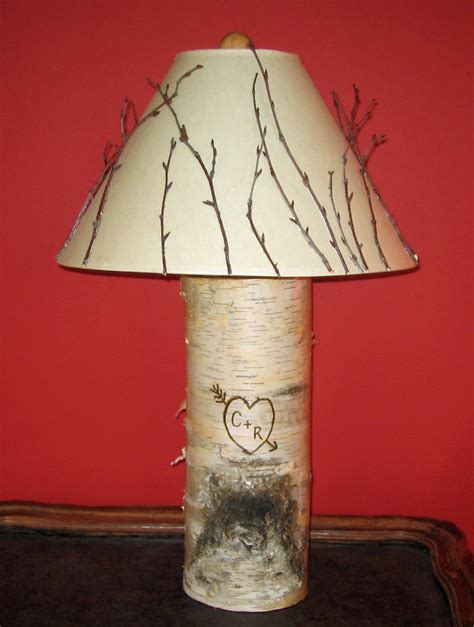 Birch Craft: Rustic Birch Table Lamp With Wood Burning - Rustic Crafts & Chic Decor - - Rustic ...