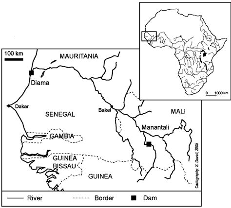 Map of the Senegal River Basin with the location of the two dams ...