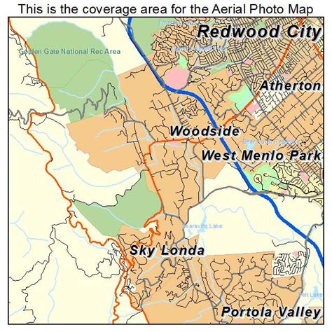 Aerial Photography Map of Woodside, CA California