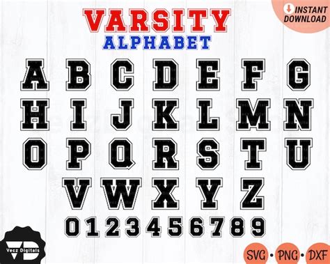 Varsity Alphabet Font SVG Sports Jersey Numbers SVG Baseball - Etsy