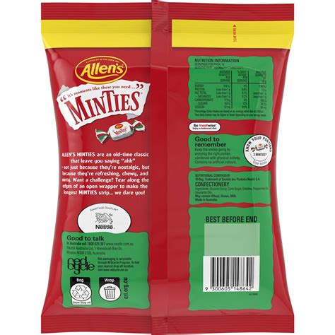 Allen's Minties Mint Chewy Lollies Family Size Bag 335g | Woolworths