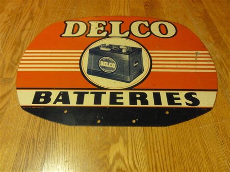 Delco Batteries Oval with Large Center Battery | Porcelain Signs