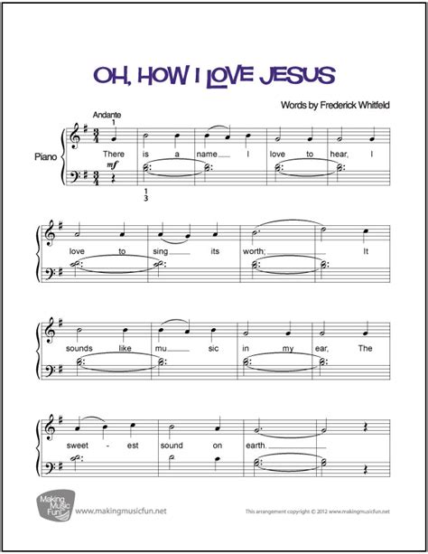 Oh, How I Love Jesus | Beginner Piano Sheet Music (Digital Print)