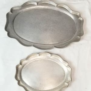 Bon Chef Queen Anne Platters Large and Small Pewter Glo - Etsy