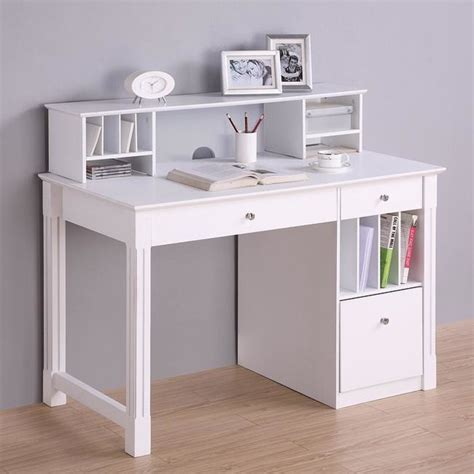 Deluxe White Wood Computer Desk with Hutch - Modern - Desks And Hutches ...