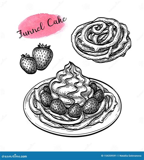 Ink Sketch Of Funnel Cake. Cartoon Vector | CartoonDealer.com #154359557