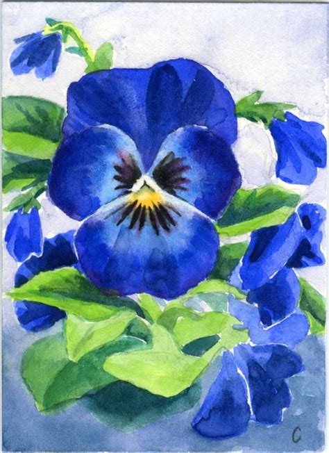 Blue Pansy ACEO Original Art Watercolor Flower Painting | Watercolor flowers paintings, Violet ...