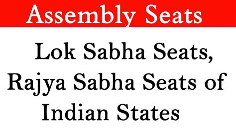 Vidhan Sabha Seats, Lok Sabha Seats and Rajya Sabha Seats of Indian States - YouTube