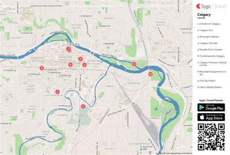 Calgary Printable Tourist Map | Sygic Travel