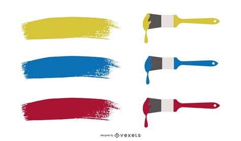Different Colors Of Paint Brush 04 Vector Vector Download