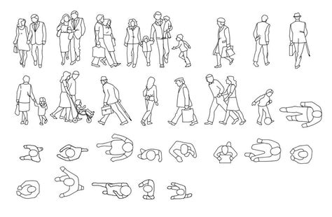2d design of people units CAD blocks which shows the line drawing of people units. | Sketches of ...