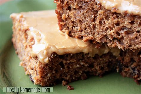 Raisin Applesauce Bars & Caramel Frosting | Mostly Homemade Mom