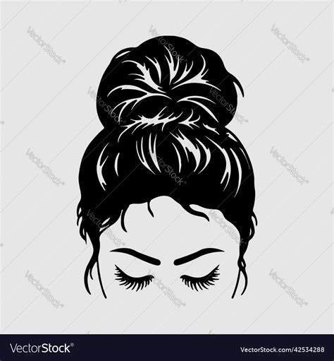 Messy bun hair Royalty Free Vector Image - VectorStock