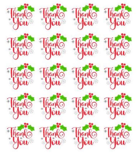 20 Thank You Christmas STICKERS Envelope Seals Christmas | Etsy