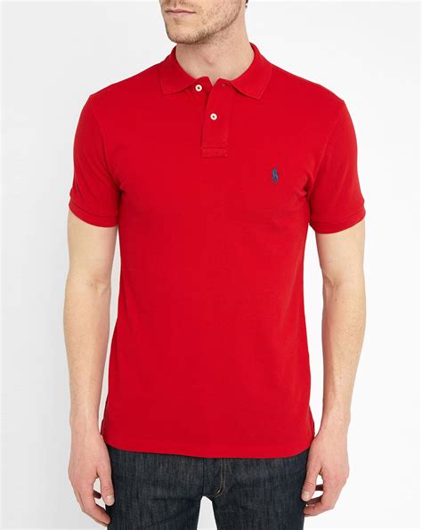 Polo ralph lauren Slim Fit Red Polo Shirt in Red for Men | Lyst