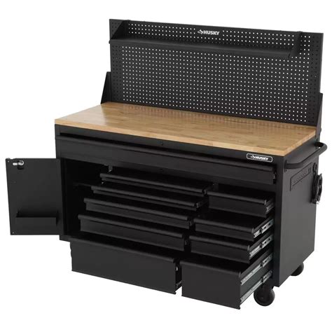 Husky Solid Wood Top Workbench In Black With Pegboard And, 51% OFF