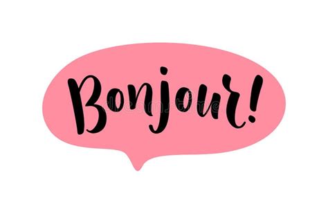 Bonjour Word Lettering. French Hello Text. Hand Drawn Bonjour Quote ...