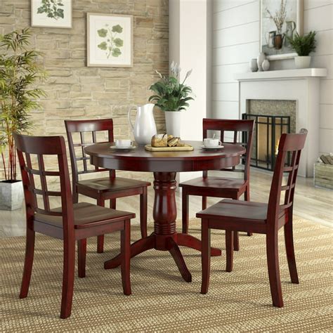 Lexington 5-Piece Wood Dining Set, Round Table and 4 Window Back Chairs ...