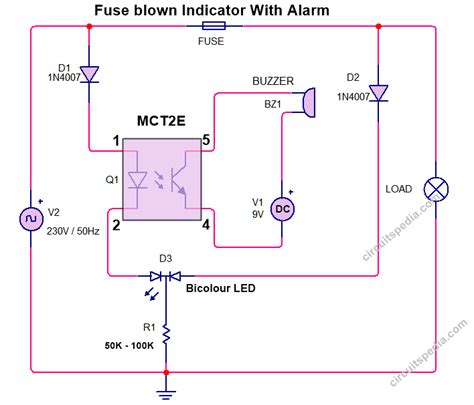 Fuse Blown Indicator Circuit | Blown Fuse Indicator Alarm