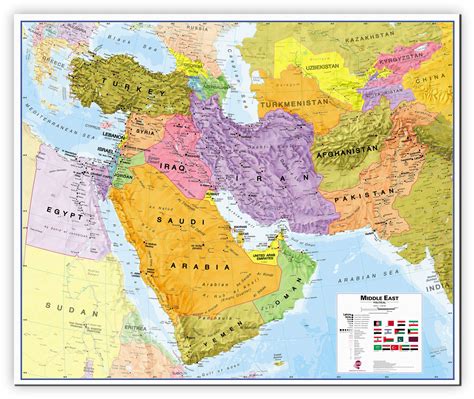 Large Middle East Wall Map Political (Canvas)