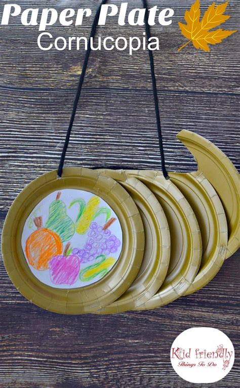 Paper Plate Cornucopia Craft for a Kid's Thanksgiving Craft