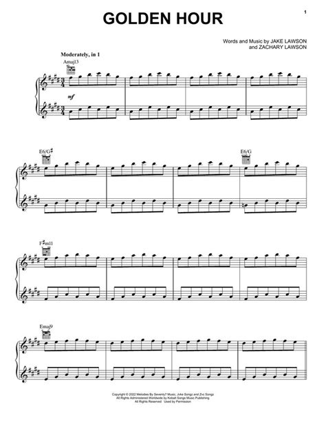 JVKE Golden Hour Sheet Music Notes, Chords | Piano songs sheet music ...