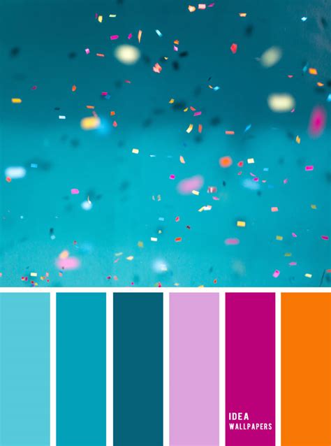 Teal + magenta + orange and lavender color palette