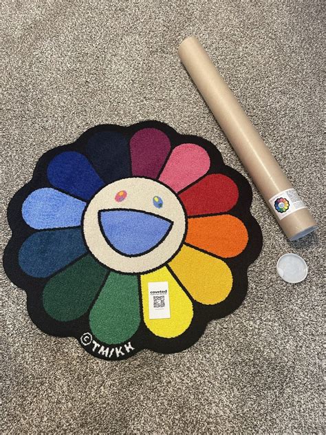 Takashi Murakami Takashi Murakami Kaikai Kiki Rainbow Flower Rug Mat 27” New | Grailed