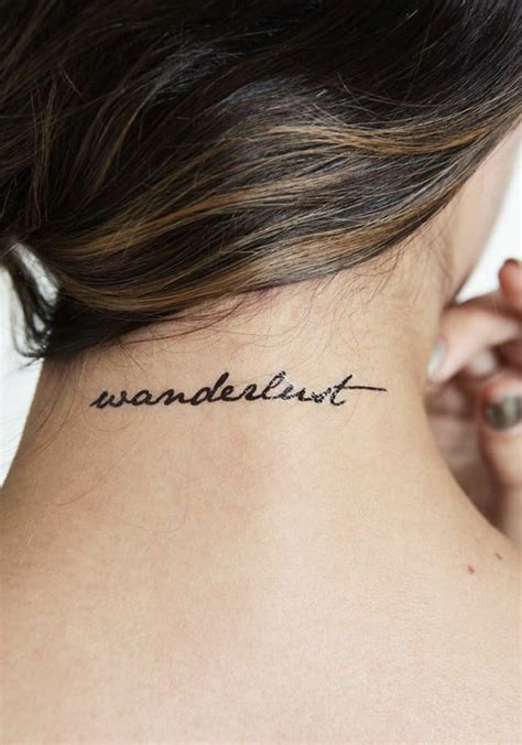 Tattoo Wonderlust Design Cursive #necktattooswomen | Wanderlust tattoo ...