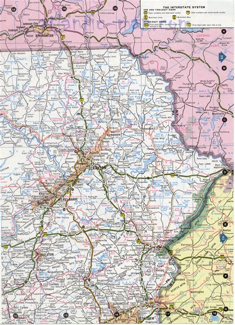 Northeast Pennsylvania state map image. Detailed road map Northeast ...