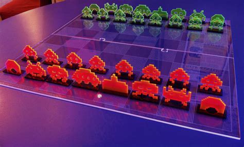 Laser Cut Space Invaders Chess Set